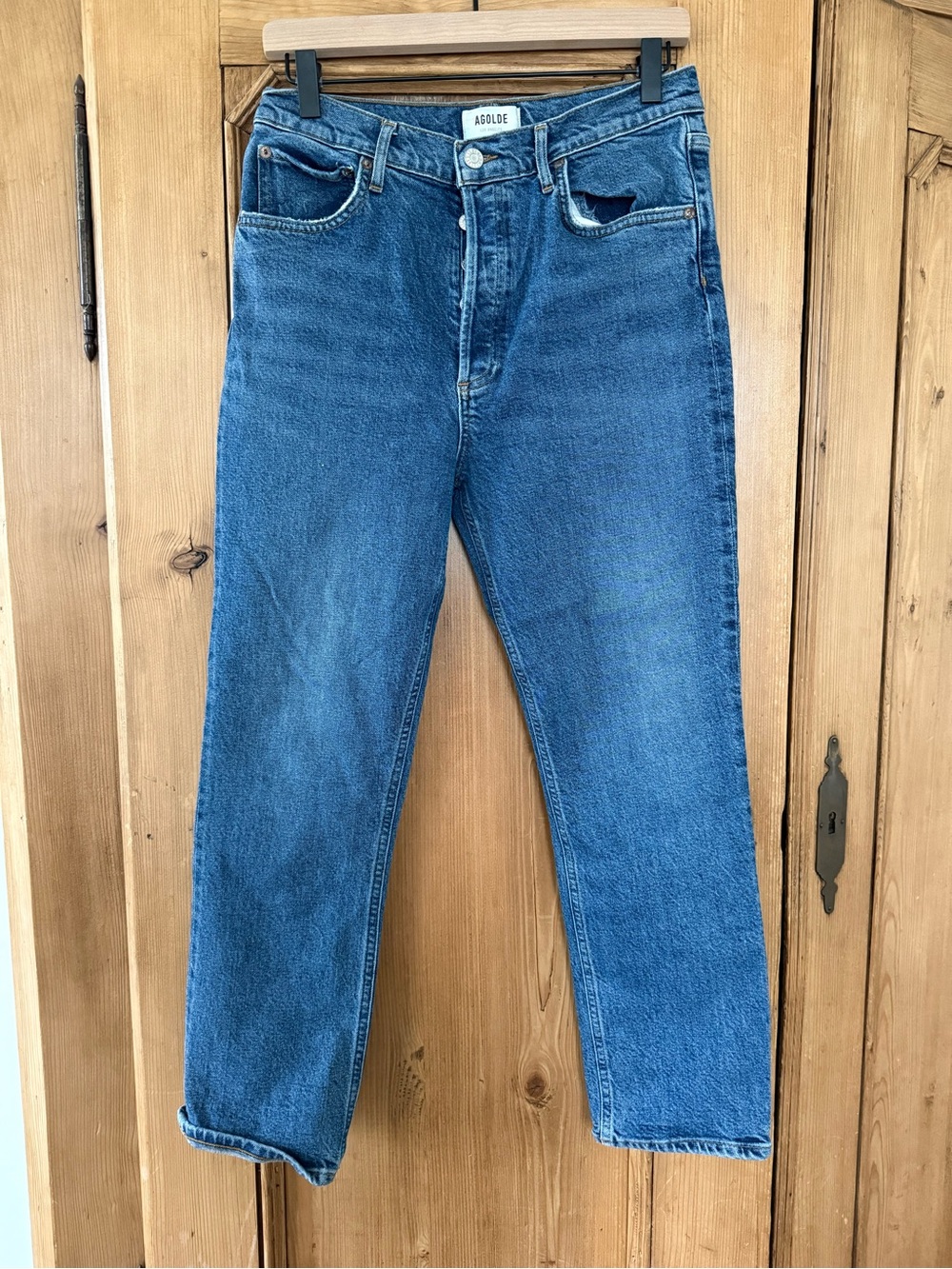 Agolde Riley Straight Jeans in Denim Blue